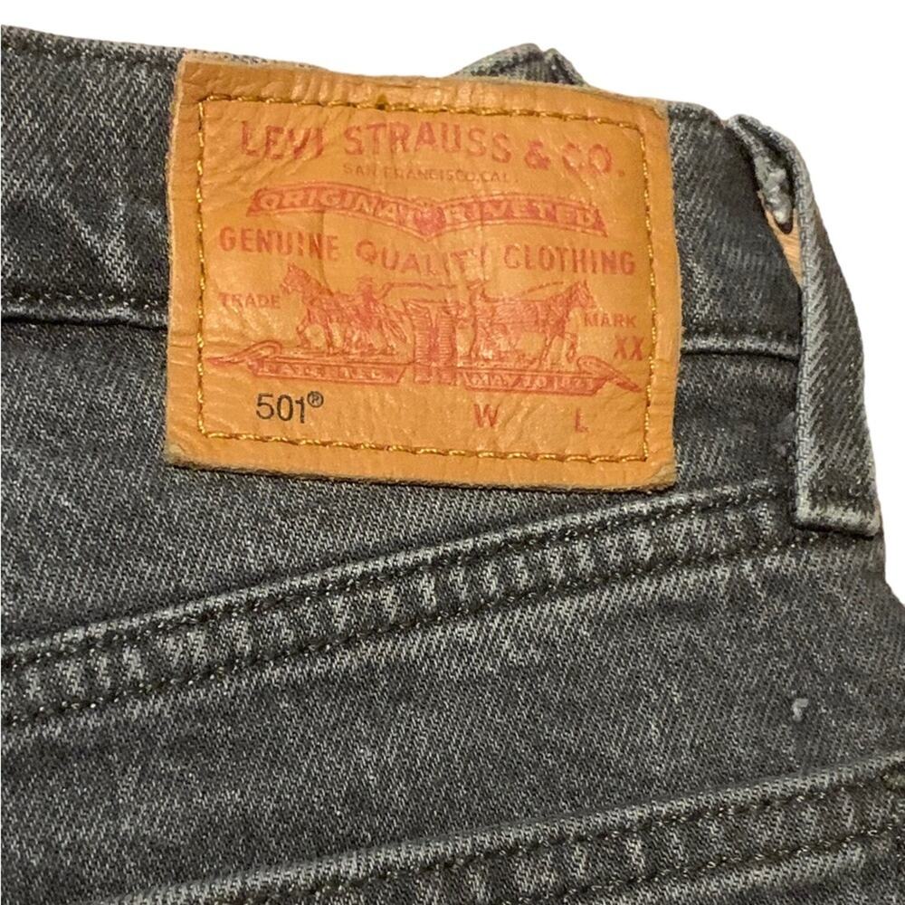 Levi's 501 Original Black‎ Cropped Studded Rhinestone Jeans Black Size 26 - Picture 6 of 12